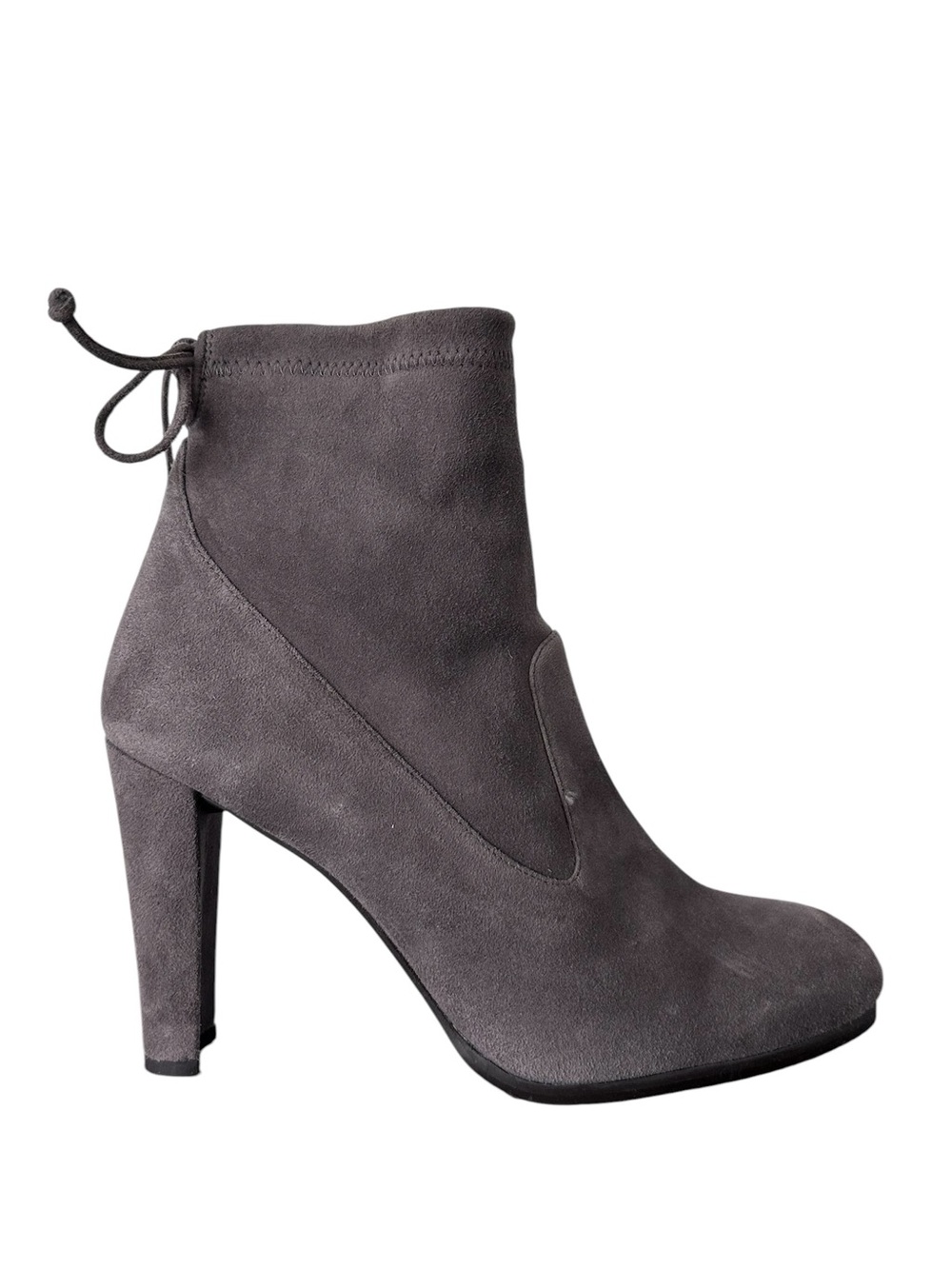 Stuart Weitzman Women's Glove Stretch Suede Back-Tie Ankle Boots Gray Size 8.5